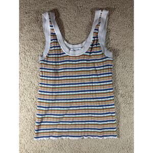 Madewell women’s rainbow striped wool blend tank top small